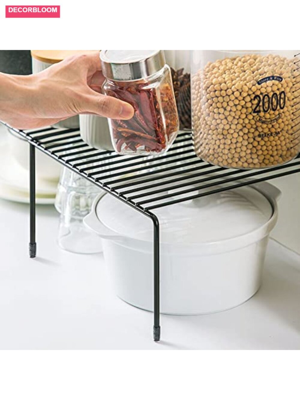 Expandable Cabinet Shelf Organizer, Extendable 12.3-22.5 in, Heavy Duty Steel, - Picture 5 of 6
